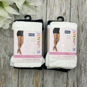 Lace and Opaque Tights Pantyhose2,  2-Packs Size XXXL